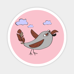 Sparrow Funny Character Crazy Bird Primitive Style Cartoon Magnet